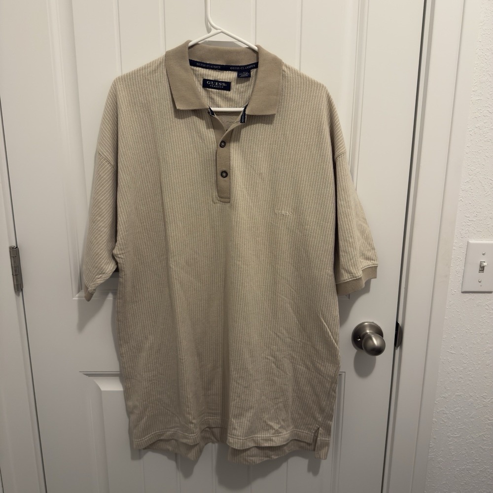 Guess Classics Men's Tan Polo Shirt‎ Size Large